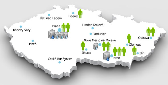 Mapa technologií a působnosti Internet Stream s.r.o.